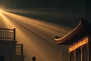 《深海回声》封面,废弃钻井平台在暮色海面上的剪影