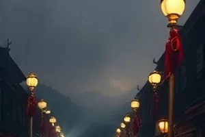 《长夜拾光》剧集视觉封面，夜色中的老式居民楼与亮灯窗口